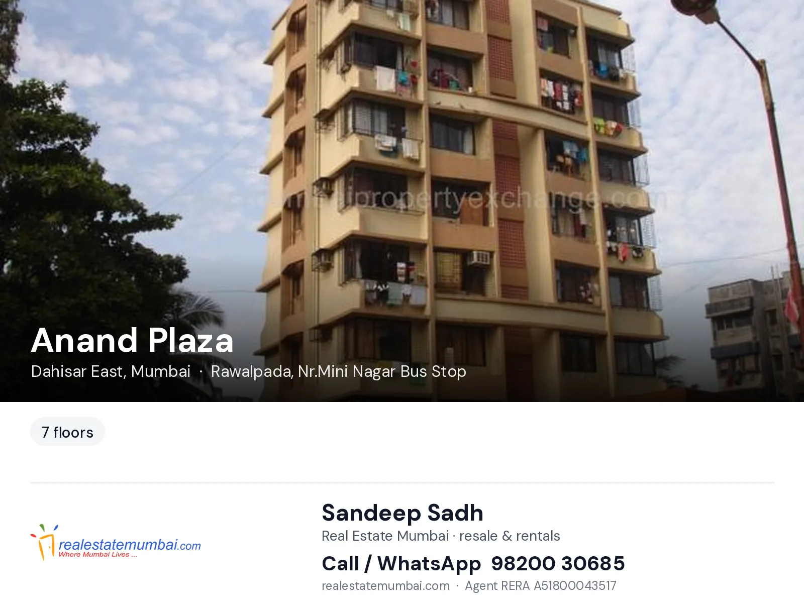 Anand Plaza, Dahisar East, Mumbai — flats | Real Estate Mumbai, Sandeep Sadh 98200 30685