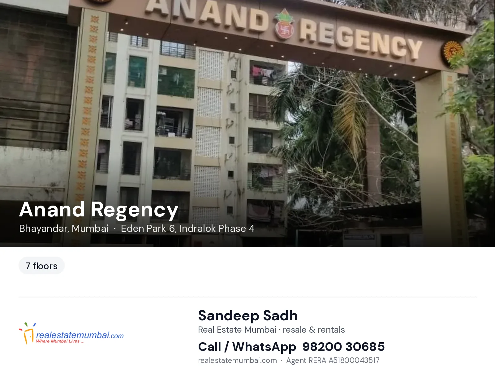 Anand Regency, Bhayandar, Mumbai — flats | Real Estate Mumbai, Sandeep Sadh 98200 30685