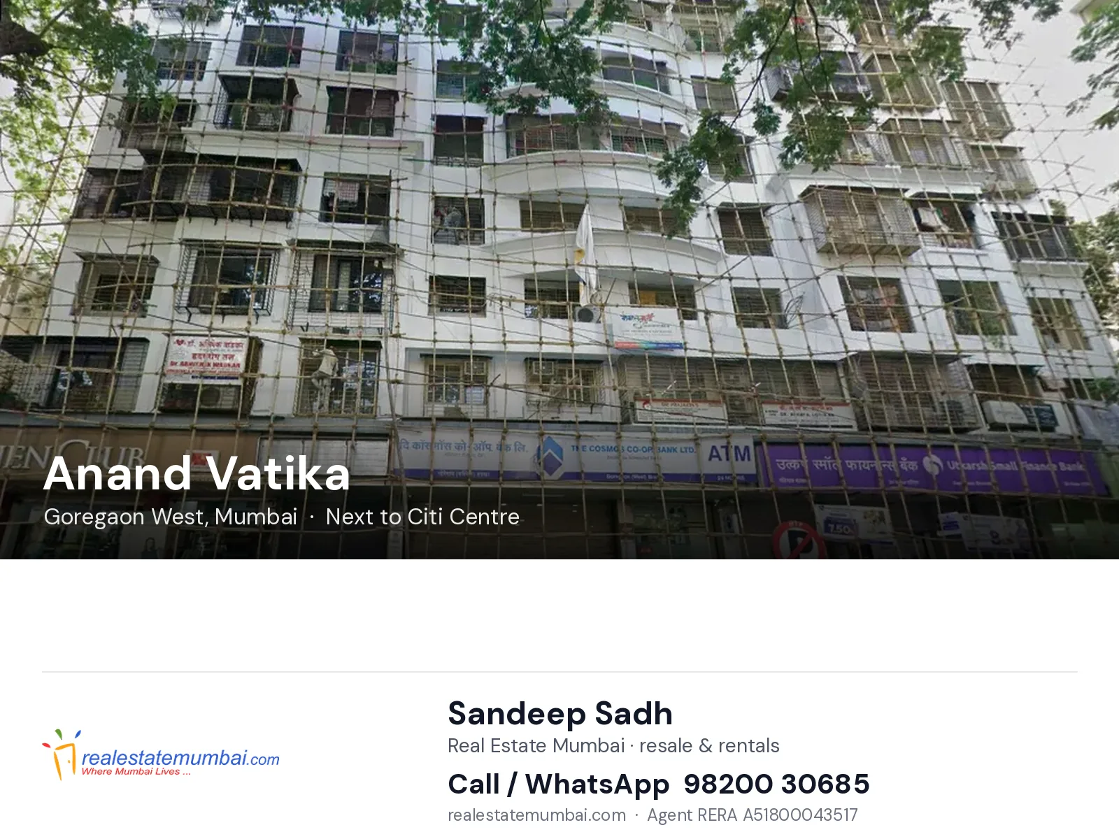 Anand Vatika, Goregaon West, Mumbai — flats | Real Estate Mumbai, Sandeep Sadh 98200 30685