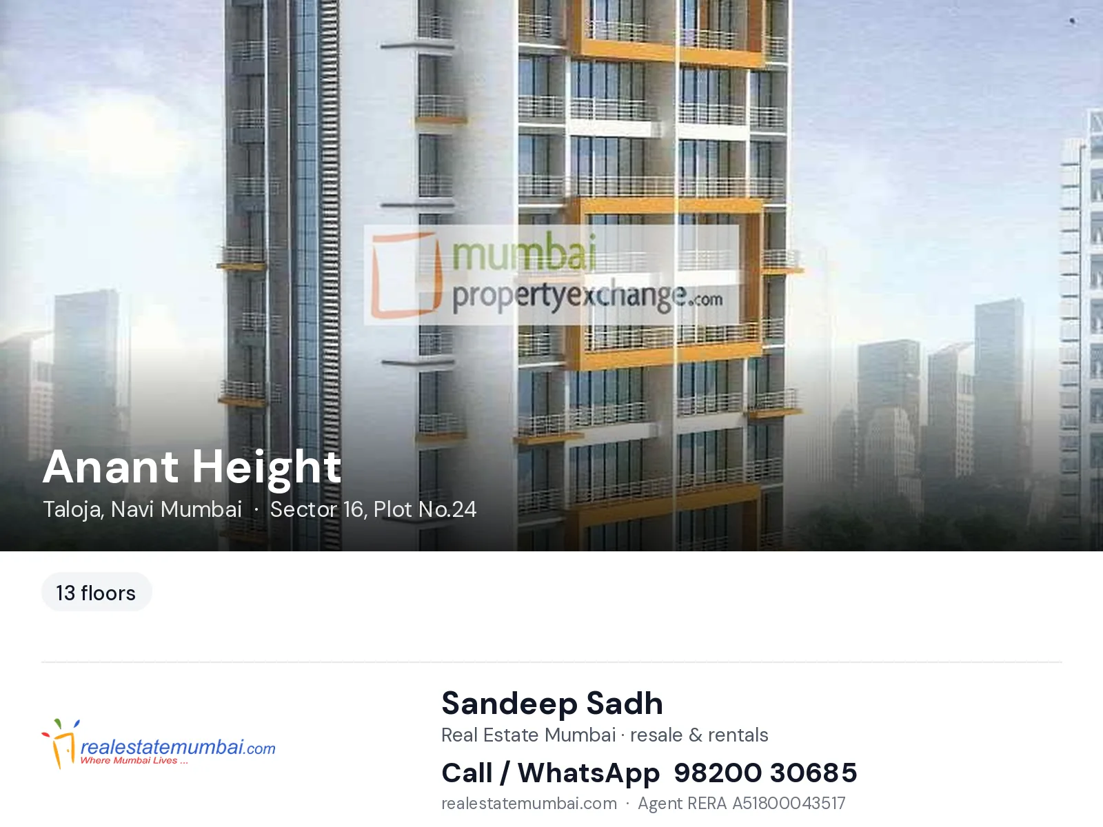 Anant Height, Taloja, Navi Mumbai — flats | Real Estate Mumbai, Sandeep Sadh 98200 30685
