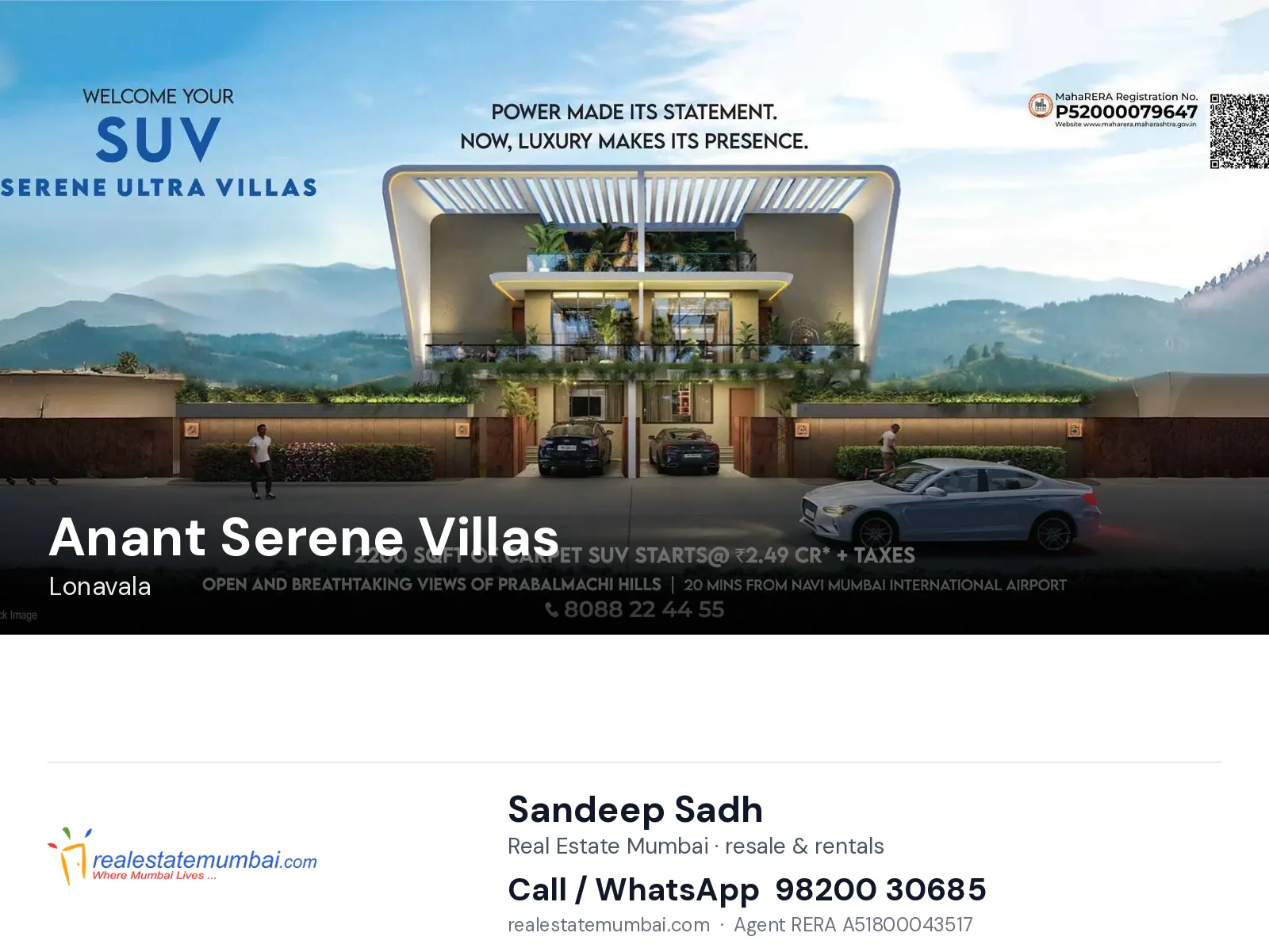 Anant Serene Villas, Lonavala — flats | Real Estate Mumbai, Sandeep Sadh 98200 30685