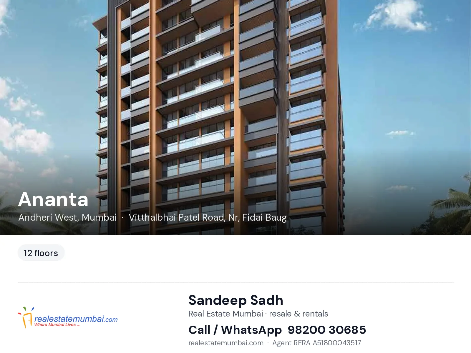 Ananta, Andheri West, Mumbai — flats | Real Estate Mumbai, Sandeep Sadh 98200 30685