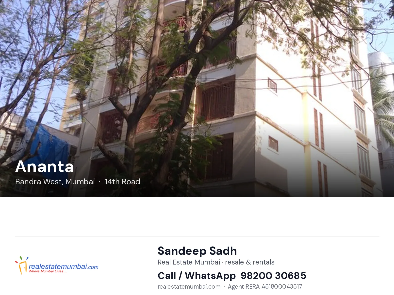 Ananta, Bandra West, Mumbai — flats | Real Estate Mumbai, Sandeep Sadh 98200 30685