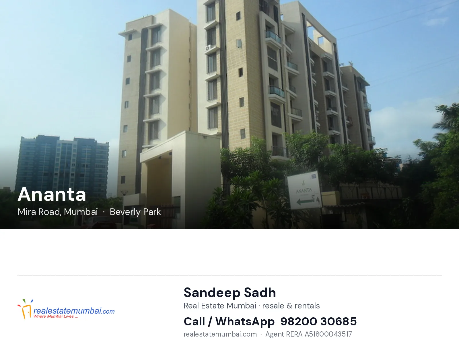 Ananta, Mira Road, Mumbai — flats | Real Estate Mumbai, Sandeep Sadh 98200 30685