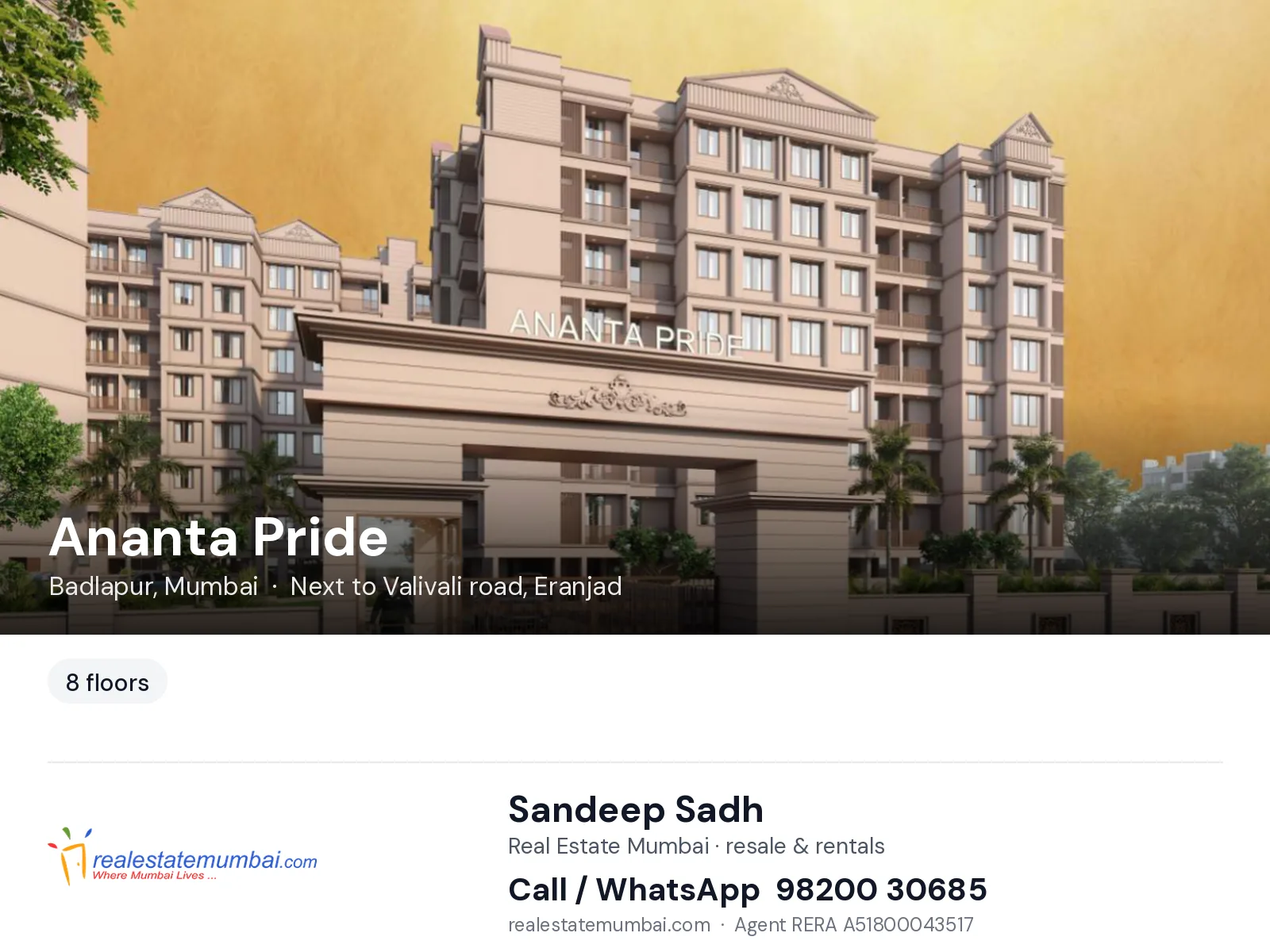 Ananta Pride, Badlapur, Mumbai — flats | Real Estate Mumbai, Sandeep Sadh 98200 30685