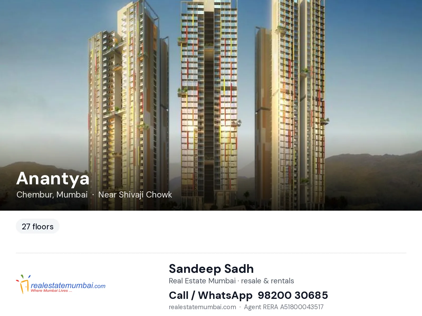 Anantya, Chembur, Mumbai — flats | Real Estate Mumbai, Sandeep Sadh 98200 30685