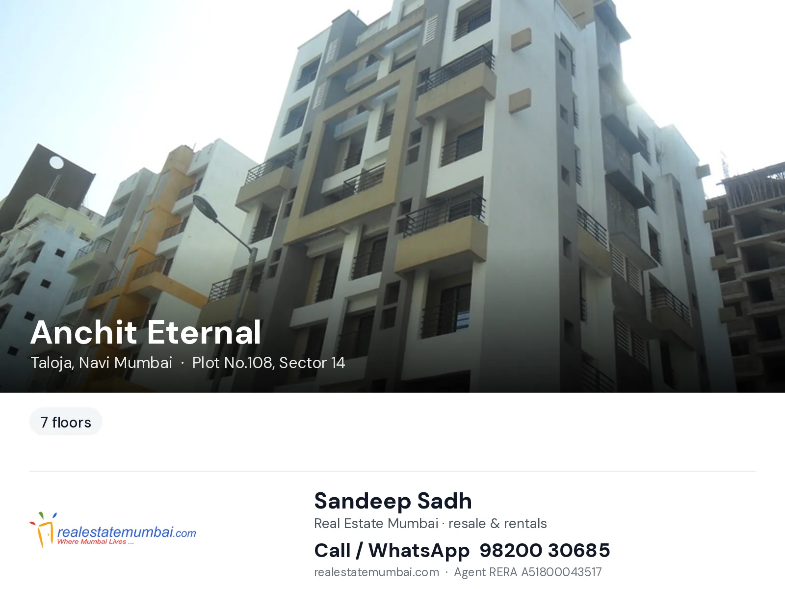 Anchit Eternal, Taloja, Navi Mumbai — flats | Real Estate Mumbai, Sandeep Sadh 98200 30685
