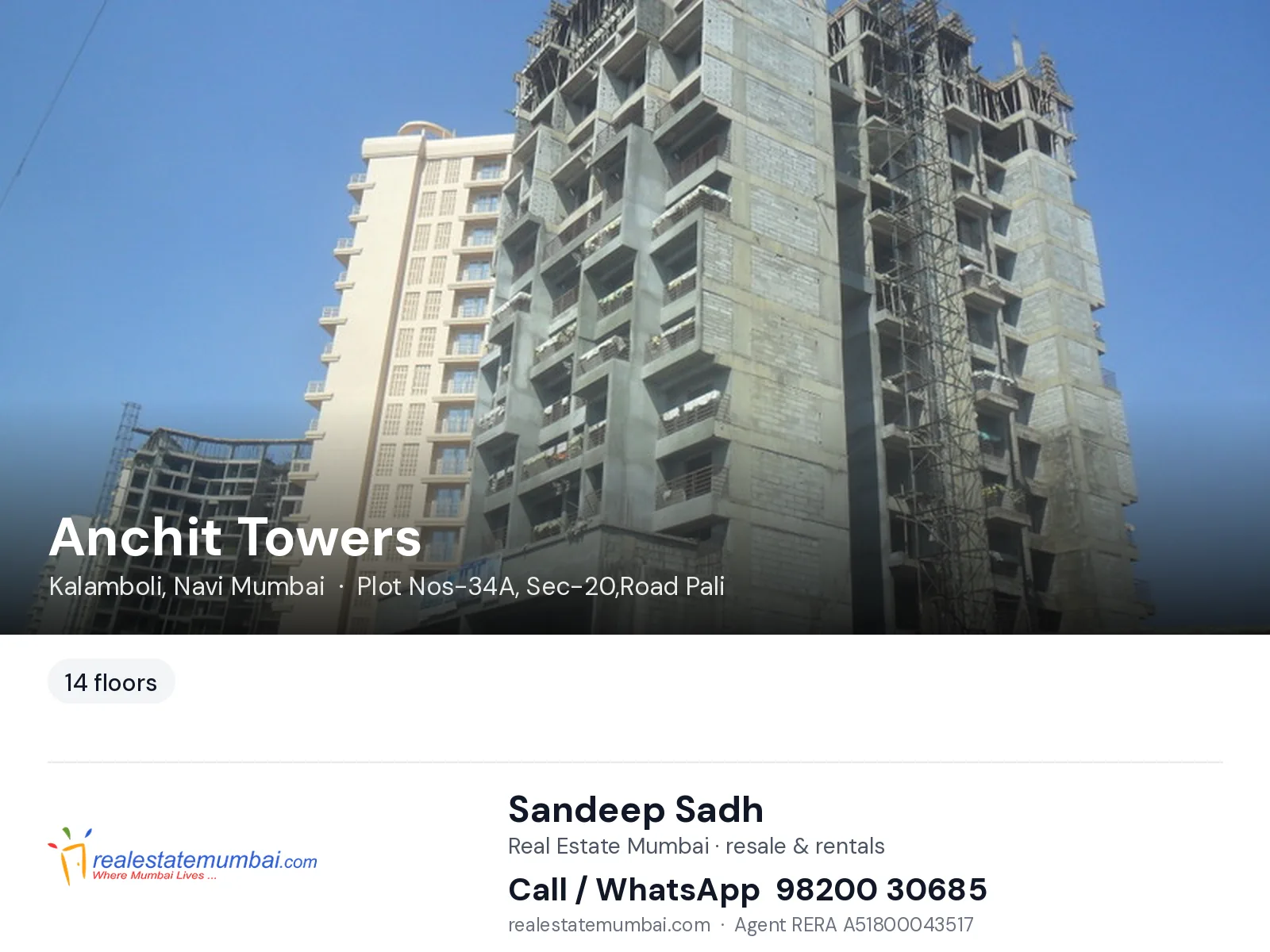 Anchit Towers, Kalamboli, Navi Mumbai — flats | Real Estate Mumbai, Sandeep Sadh 98200 30685