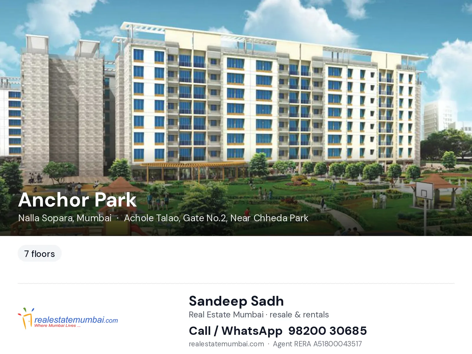 Anchor Park, Nalla Sopara, Mumbai — flats | Real Estate Mumbai, Sandeep Sadh 98200 30685