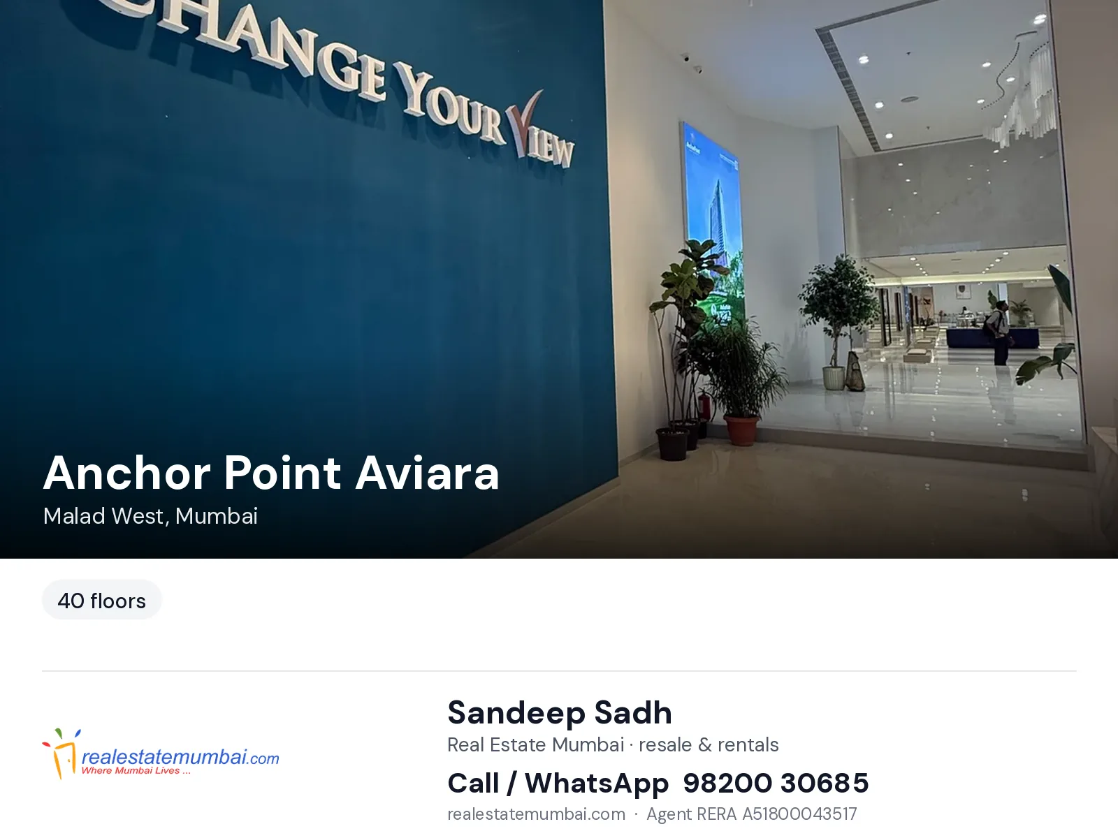 Anchor Point Aviara, Malad West, Mumbai — flats | Real Estate Mumbai, Sandeep Sadh 98200 30685