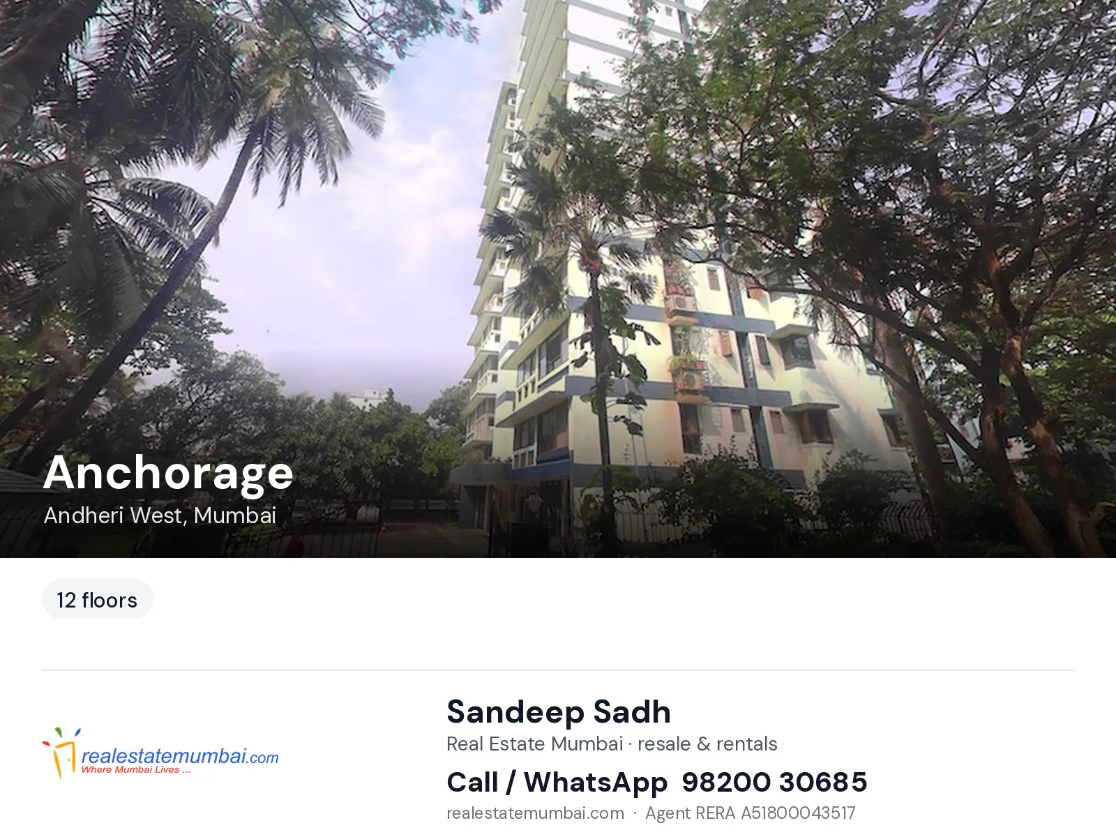 Anchorage, Andheri West, Mumbai — flats | Real Estate Mumbai, Sandeep Sadh 98200 30685