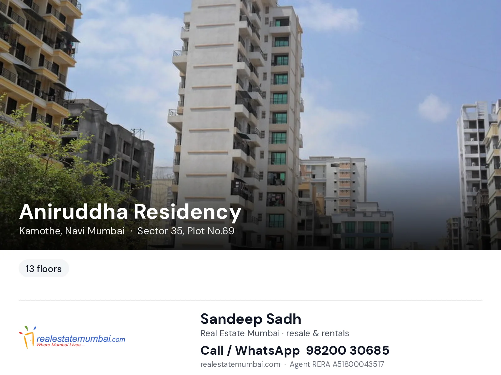 Aniruddha Residency, Kamothe, Navi Mumbai — flats | Real Estate Mumbai, Sandeep Sadh 98200 30685