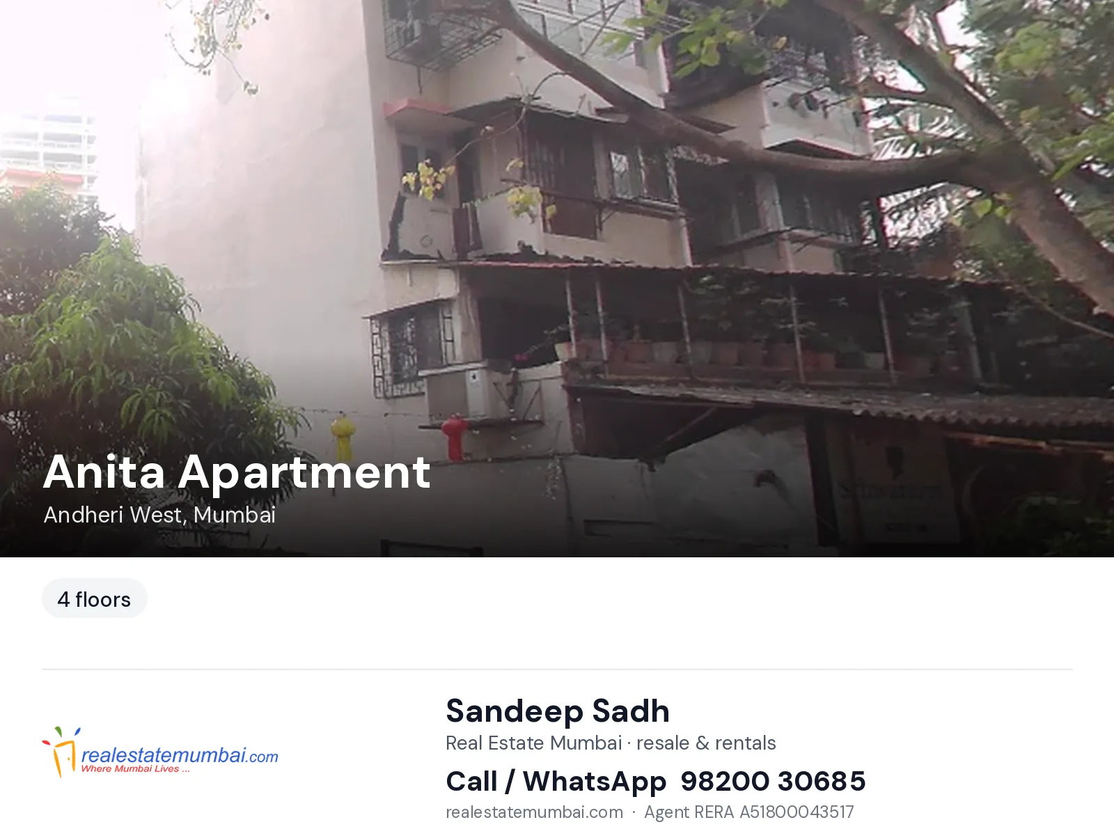 Anita Apartment, Andheri West, Mumbai — flats | Real Estate Mumbai, Sandeep Sadh 98200 30685