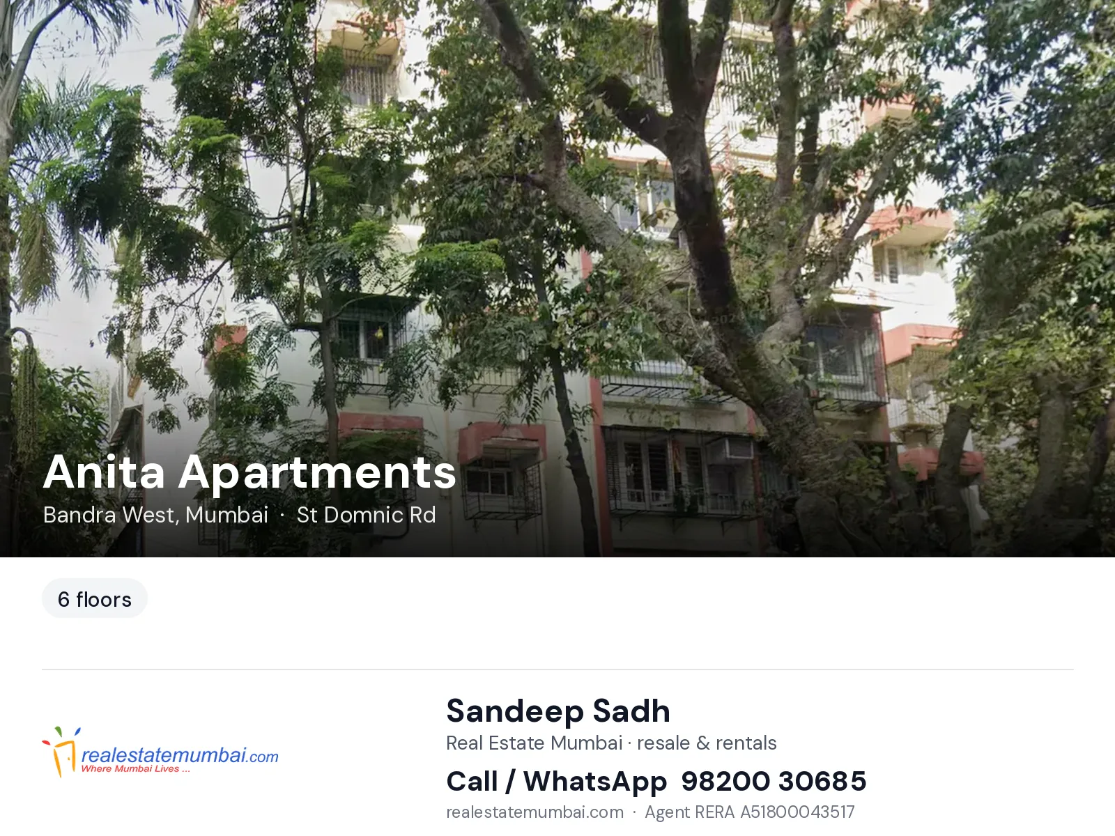 Anita Apartments, Bandra West, Mumbai — flats | Real Estate Mumbai, Sandeep Sadh 98200 30685