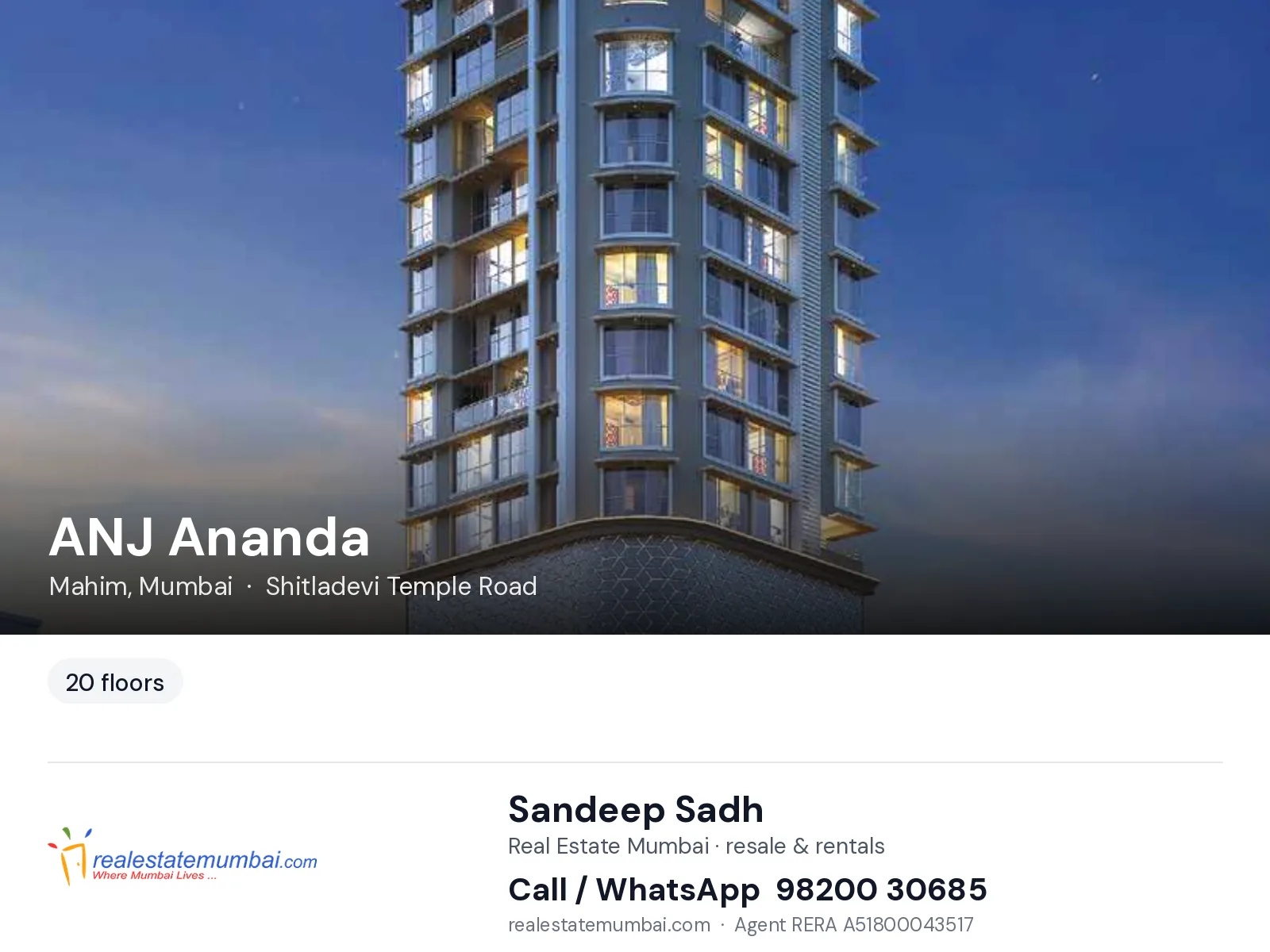 ANJ Ananda, Mahim, Mumbai — flats | Real Estate Mumbai, Sandeep Sadh 98200 30685