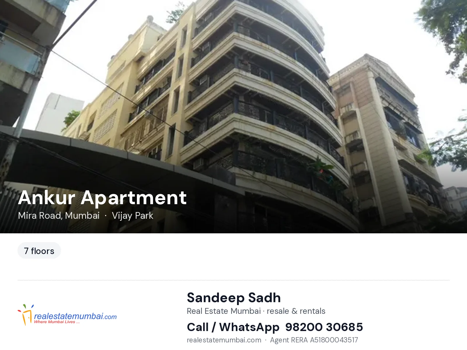 Ankur Apartment, Mira Road, Mumbai — flats | Real Estate Mumbai, Sandeep Sadh 98200 30685