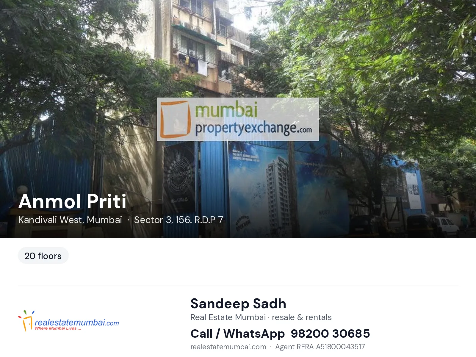 Anmol Priti, Kandivali West, Mumbai — flats | Real Estate Mumbai, Sandeep Sadh 98200 30685