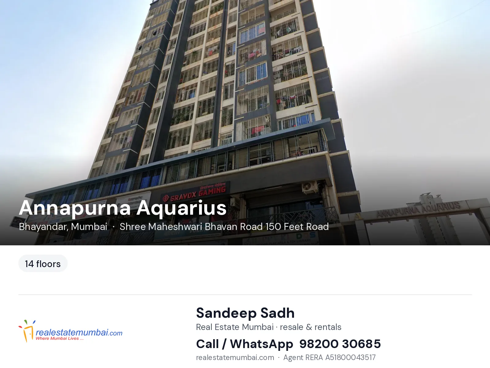 Annapurna Aquarius, Bhayandar, Mumbai — flats | Real Estate Mumbai, Sandeep Sadh 98200 30685