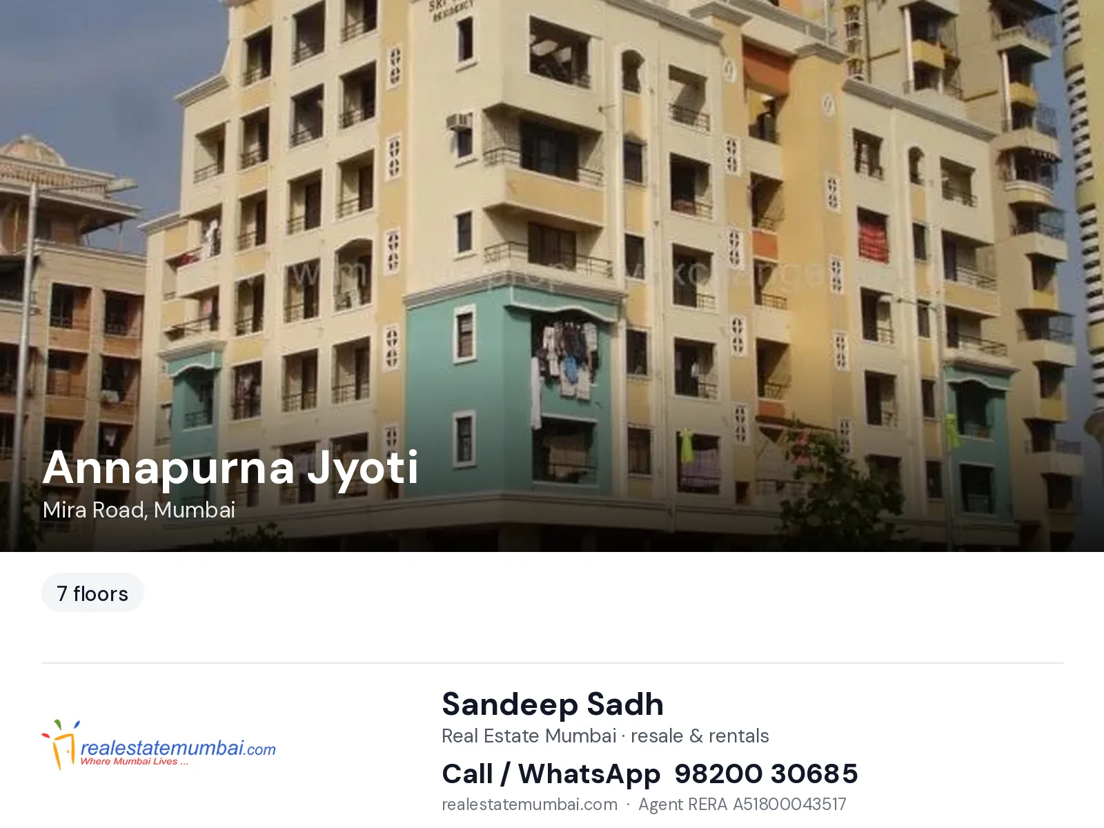 Annapurna Jyoti, Mira Road, Mumbai — flats | Real Estate Mumbai, Sandeep Sadh 98200 30685
