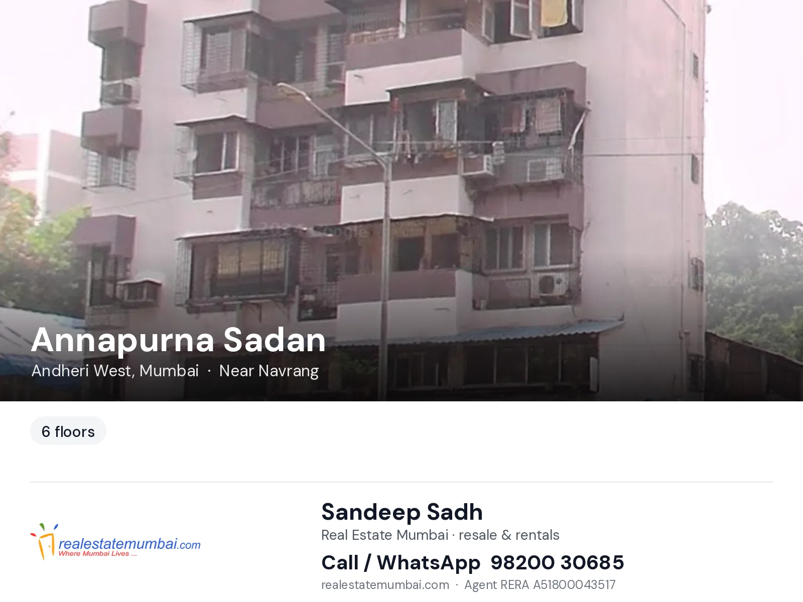 Annapurna Sadan, Andheri West, Mumbai — flats | Real Estate Mumbai, Sandeep Sadh 98200 30685