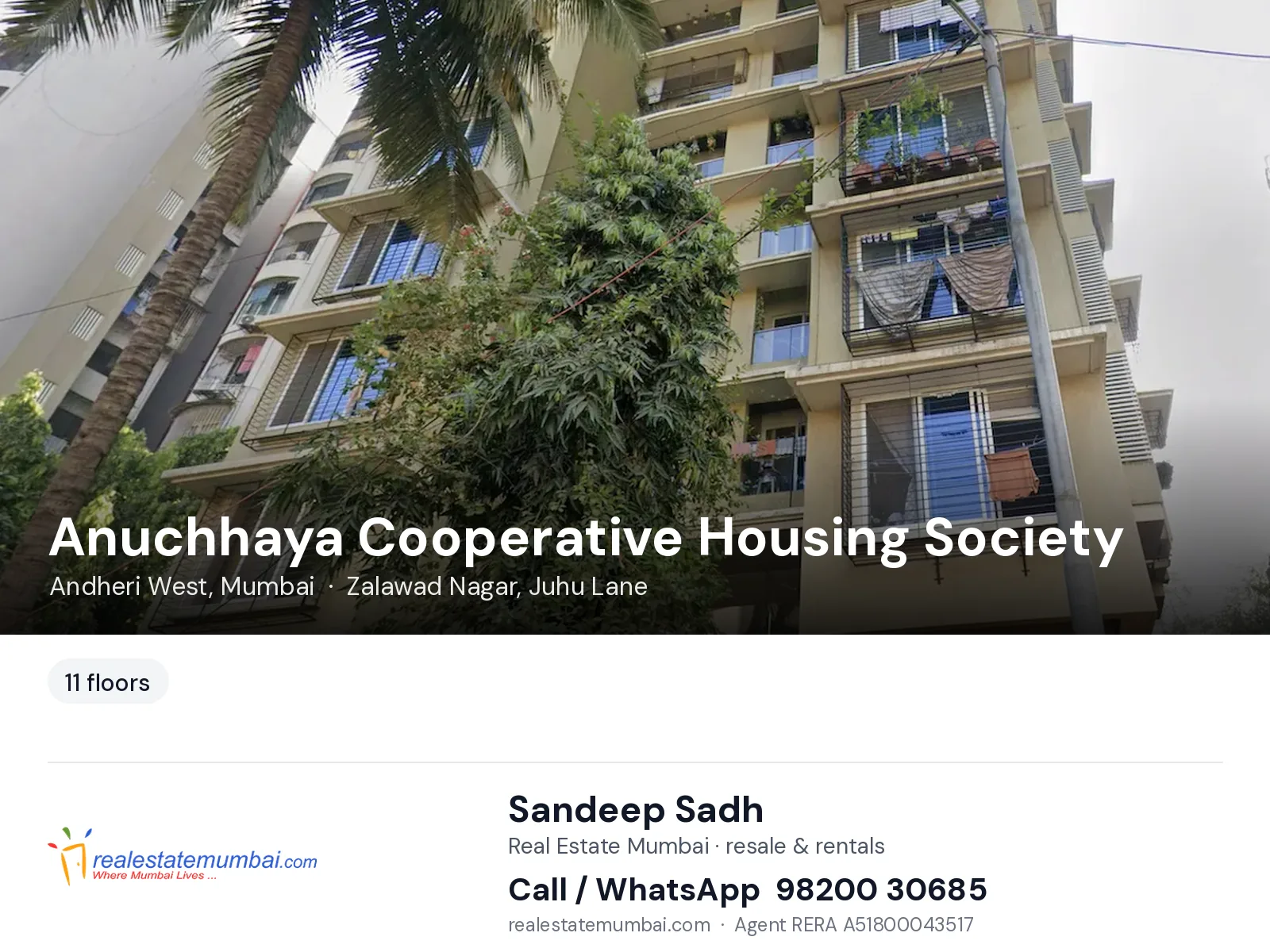 Anuchhaya Cooperative Housing Society, Andheri West, Mumbai — flats | Real Estate Mumbai, Sandeep Sadh 98200 30685