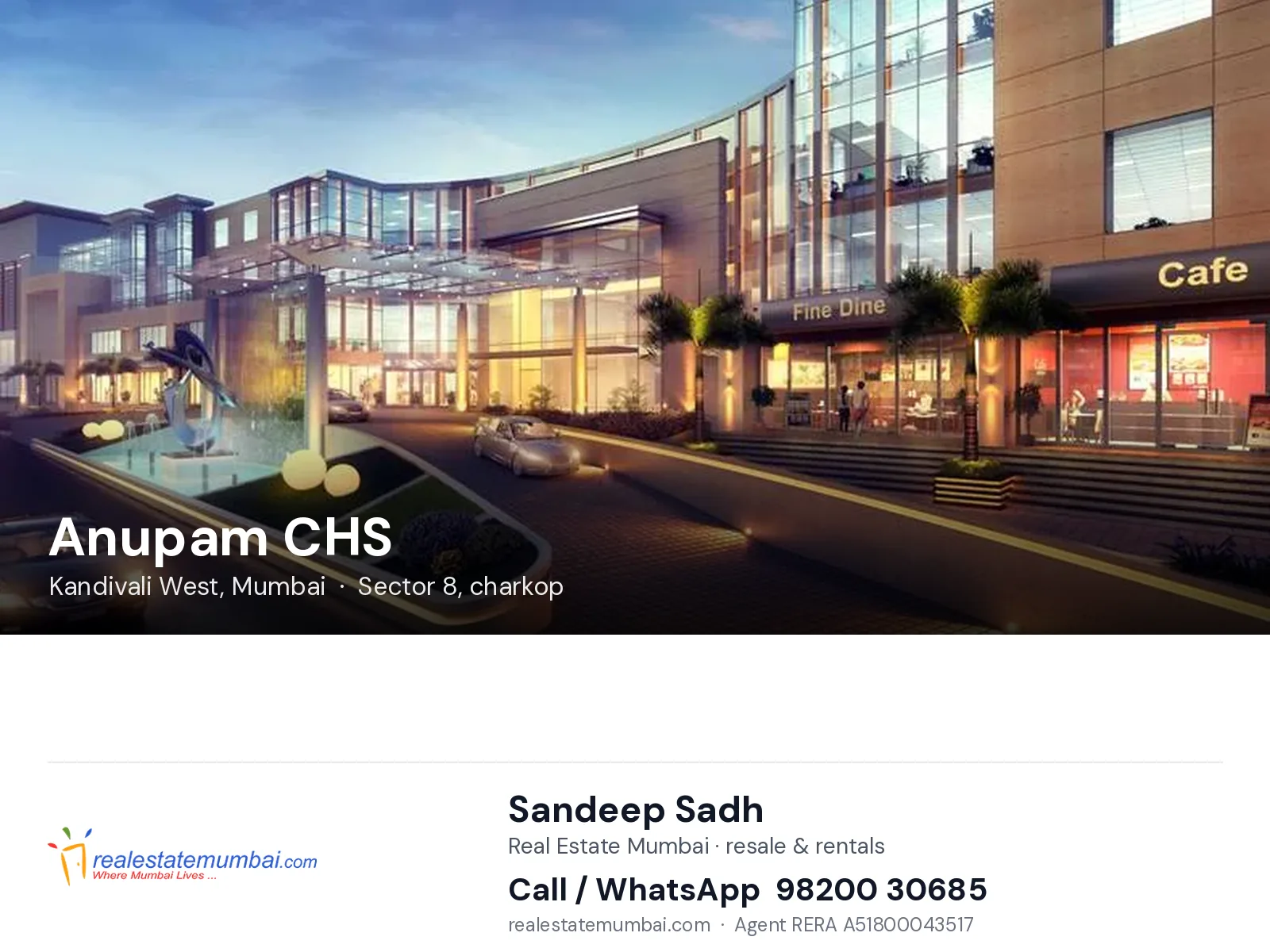 Anupam CHS, Kandivali West, Mumbai — flats | Real Estate Mumbai, Sandeep Sadh 98200 30685