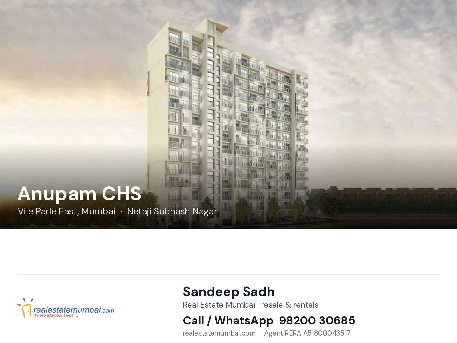 Anupam CHS, Vile Parle East, Mumbai — flats | Real Estate Mumbai, Sandeep Sadh 98200 30685