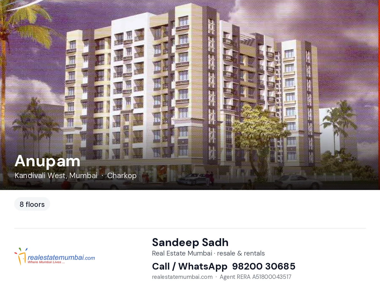 Anupam, Kandivali West, Mumbai — flats | Real Estate Mumbai, Sandeep Sadh 98200 30685