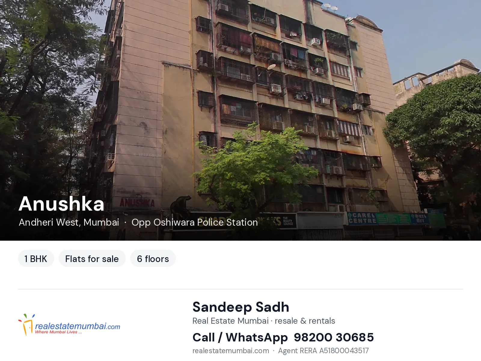 Anushka, Andheri West, Mumbai — 1 BHK flats for sale | Real Estate Mumbai, Sandeep Sadh 98200 30685
