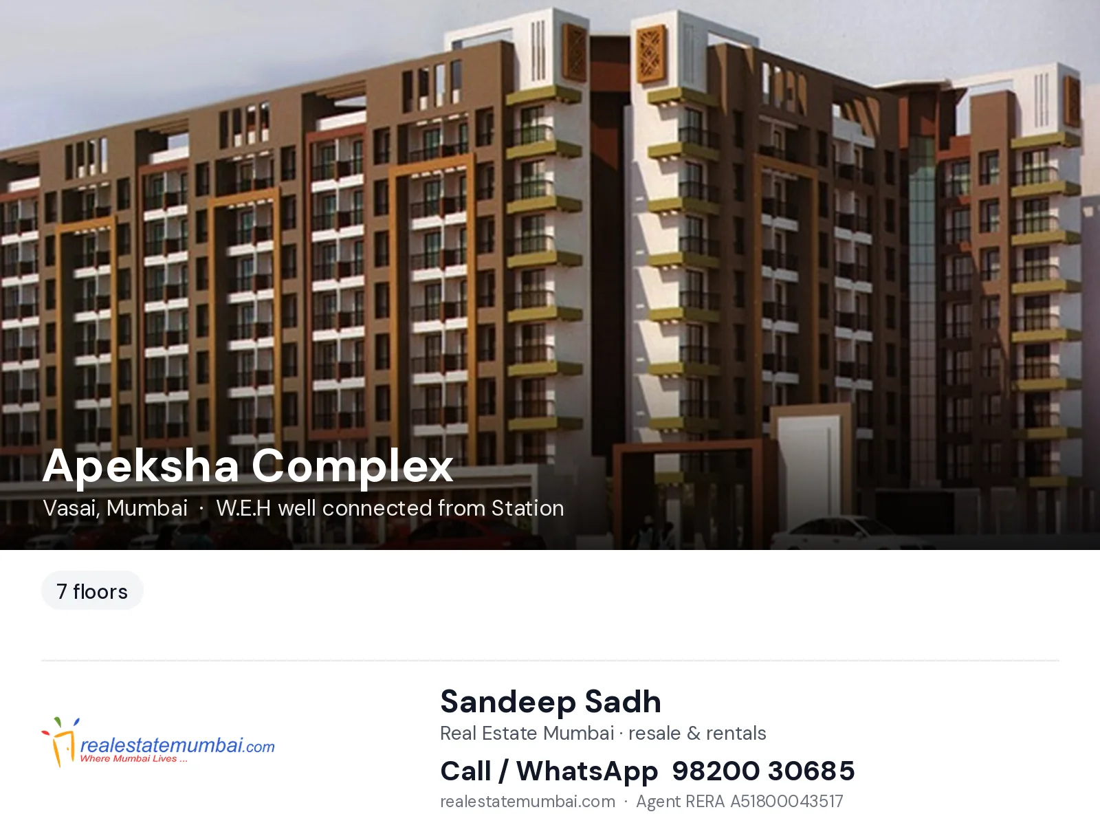 Apeksha Complex, Vasai, Mumbai — flats | Real Estate Mumbai, Sandeep Sadh 98200 30685