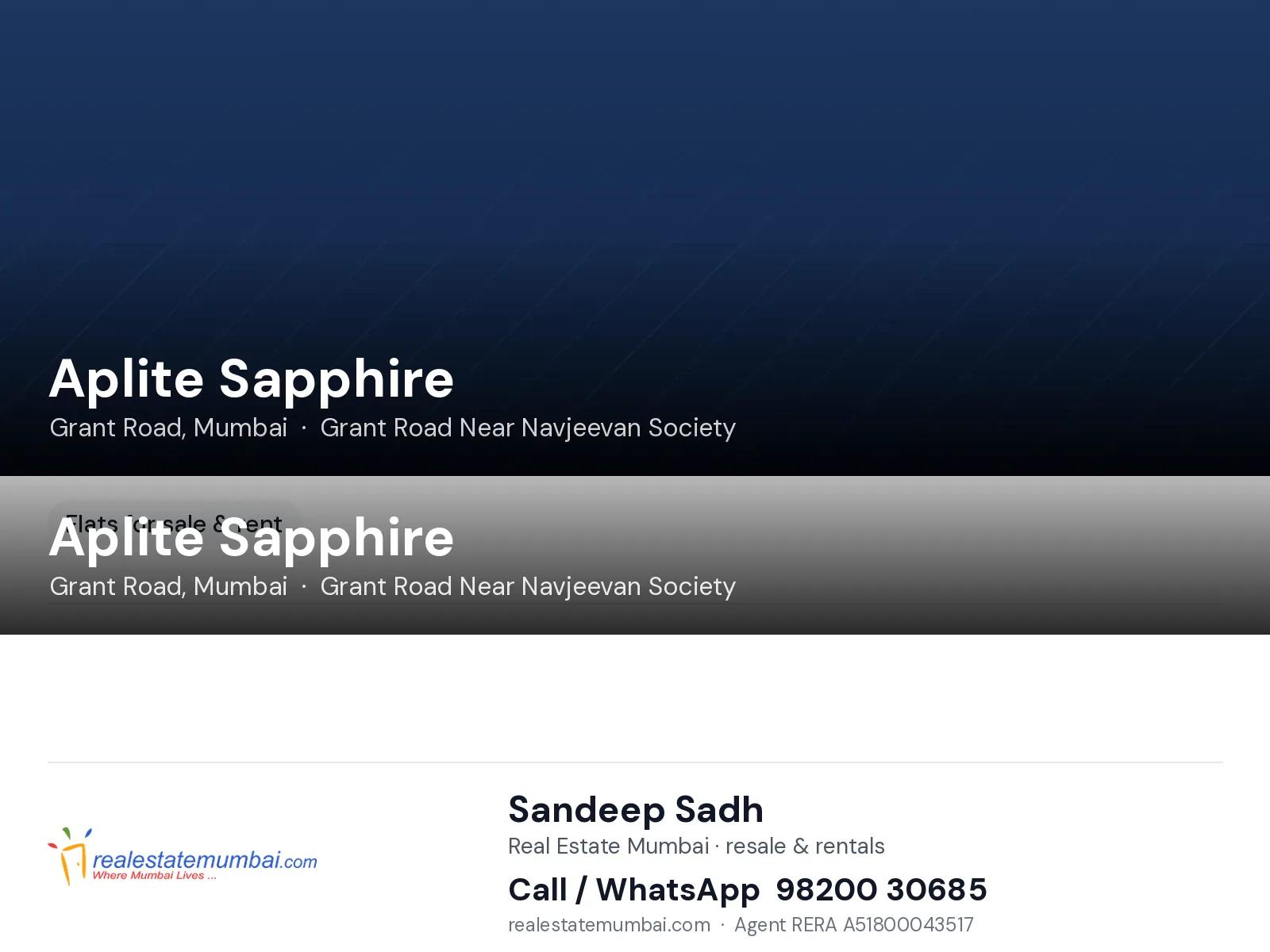 Aplite Sapphire, Grant Road, Mumbai — flats | Real Estate Mumbai, Sandeep Sadh 98200 30685