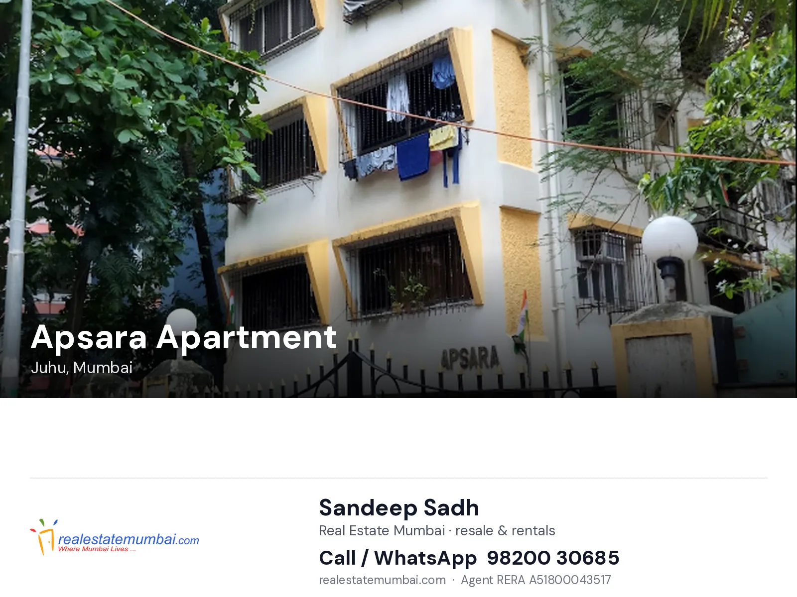 Apsara Apartment, Juhu, Mumbai — flats | Real Estate Mumbai, Sandeep Sadh 98200 30685