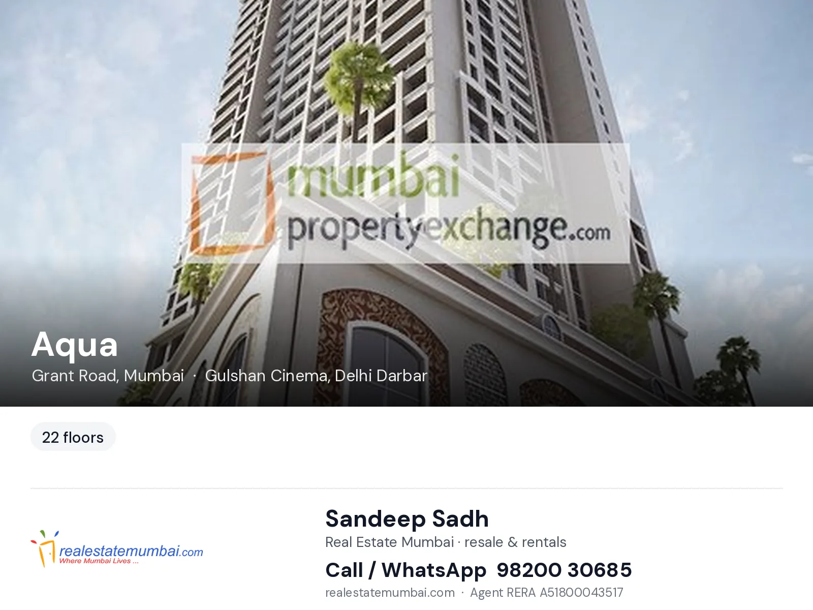 Aqua, Grant Road, Mumbai — flats | Real Estate Mumbai, Sandeep Sadh 98200 30685