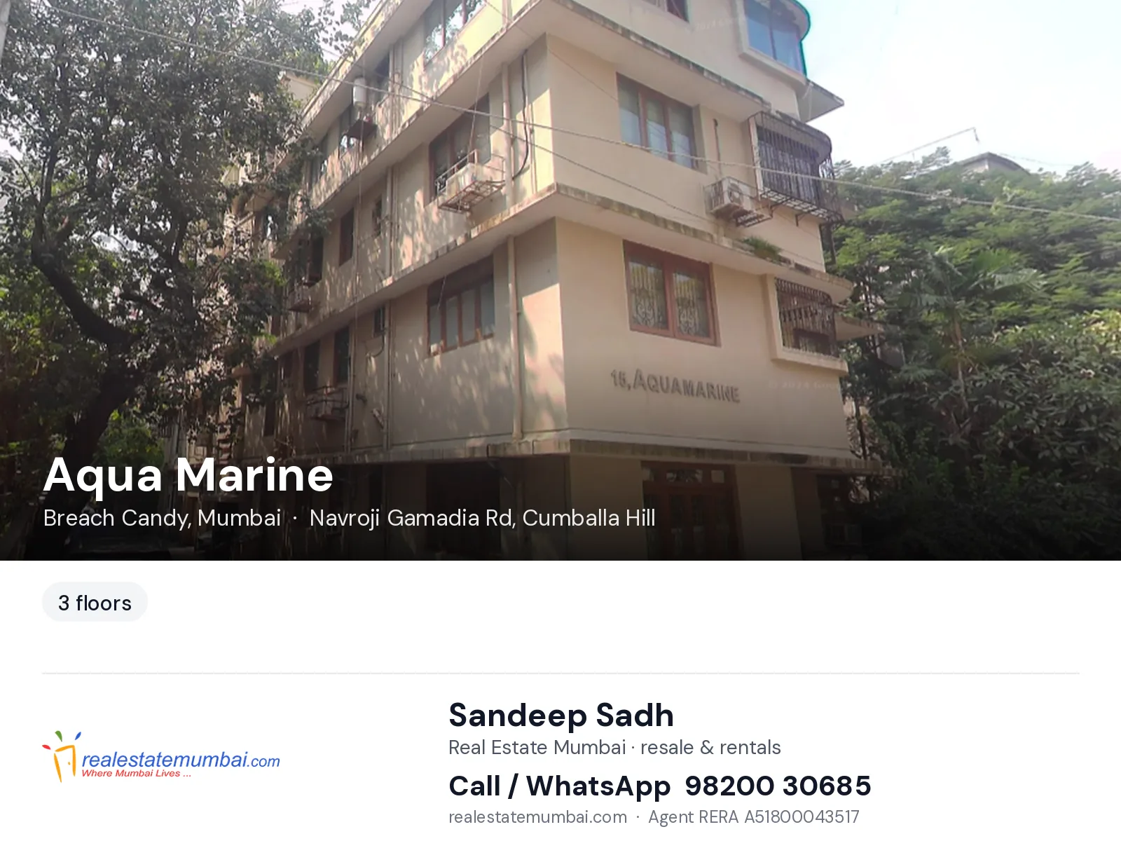 Aqua Marine, Breach Candy, Mumbai — flats | Real Estate Mumbai, Sandeep Sadh 98200 30685