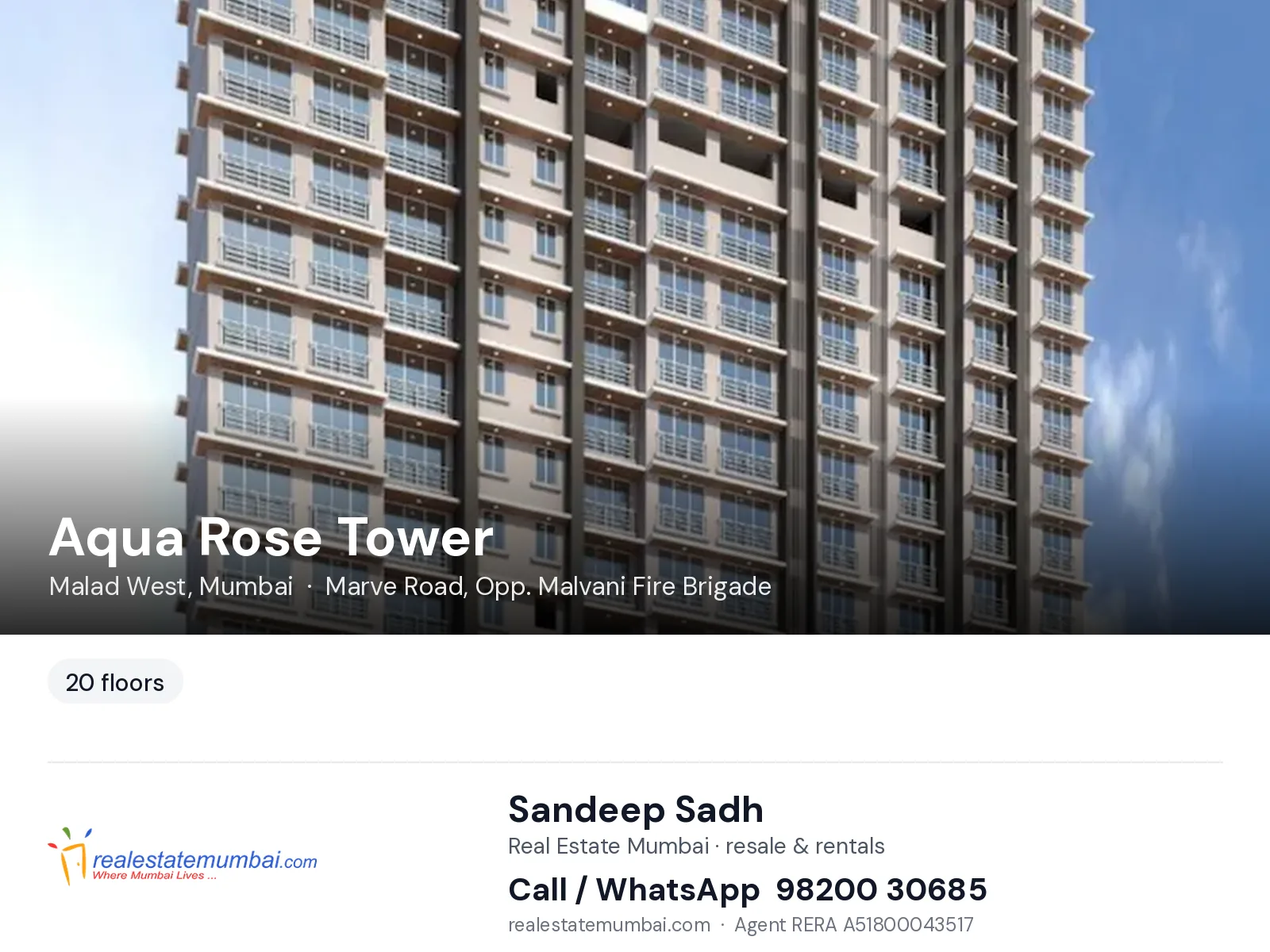 Aqua Rose Tower, Malad West, Mumbai — flats | Real Estate Mumbai, Sandeep Sadh 98200 30685