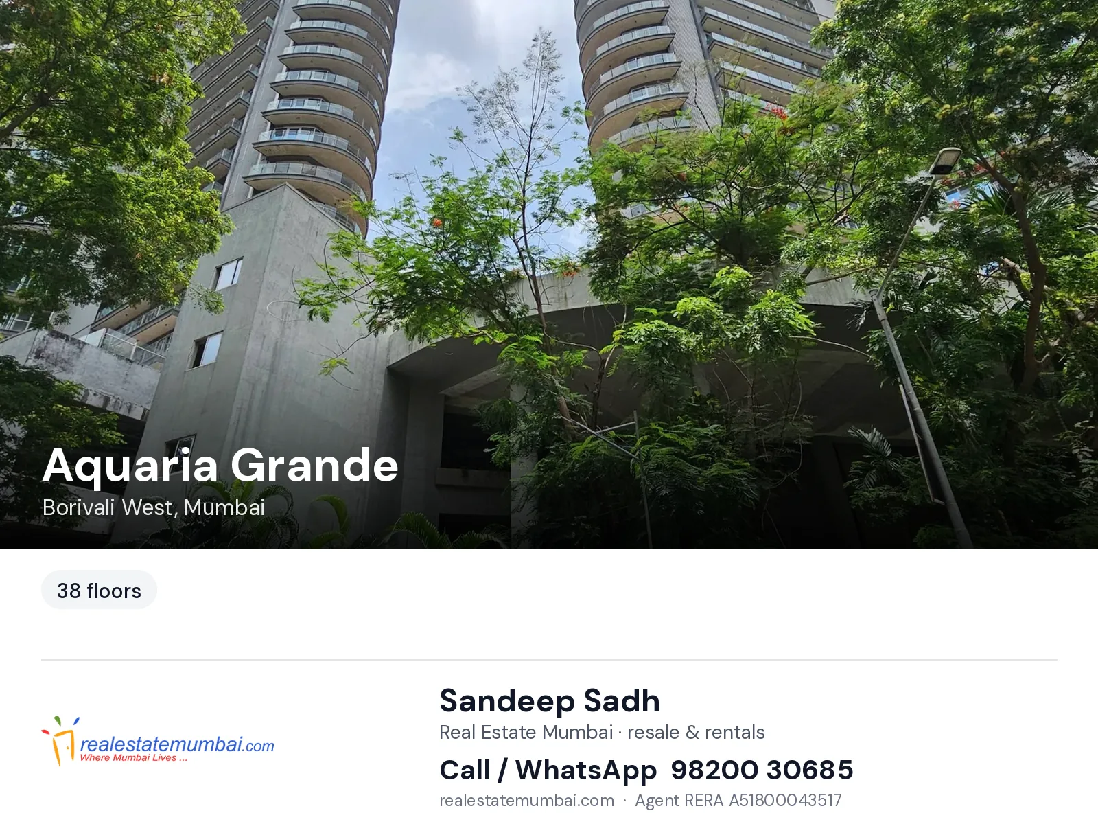 Aquaria Grande, Borivali West, Mumbai — flats | Real Estate Mumbai, Sandeep Sadh 98200 30685