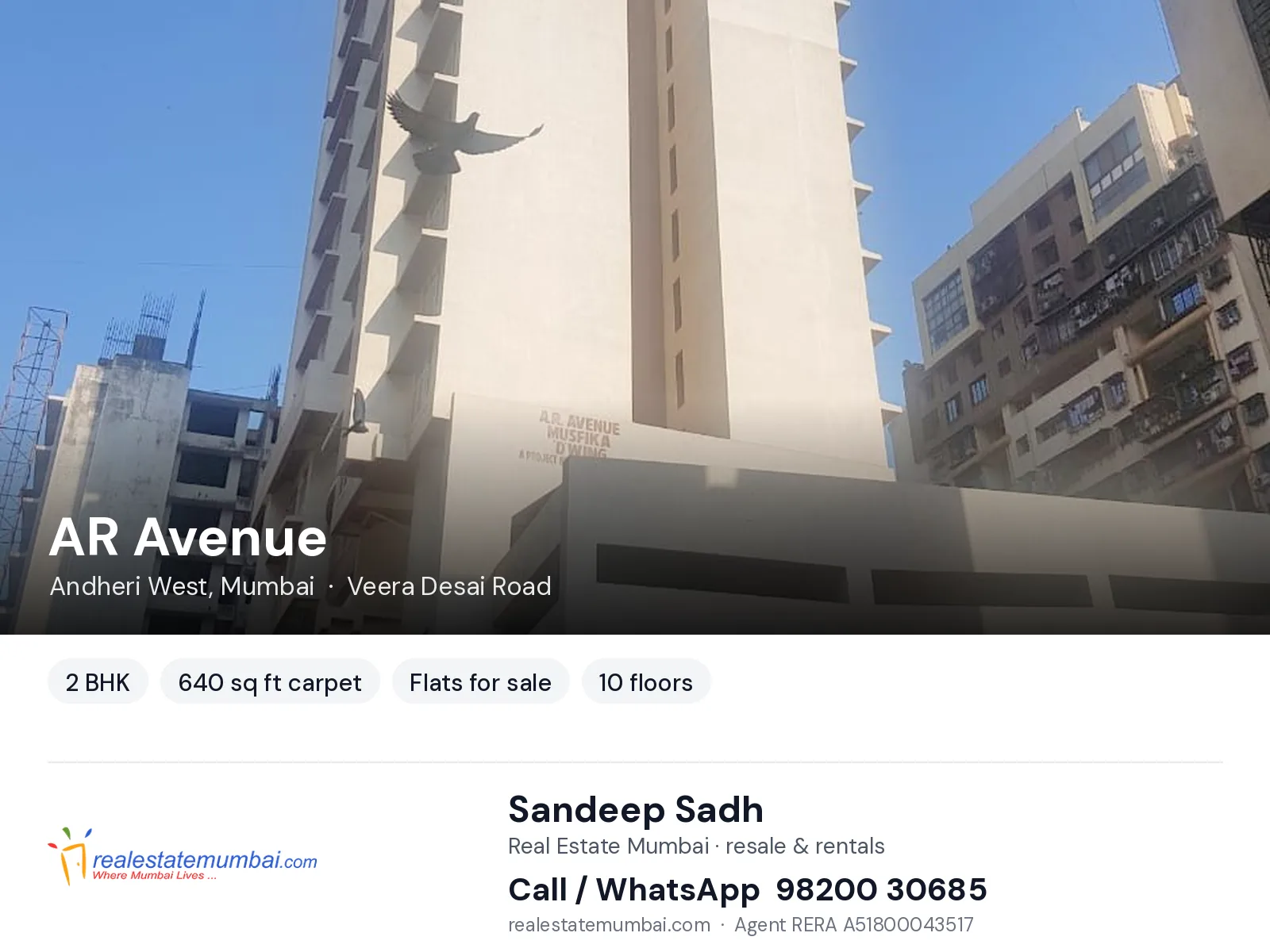 AR Avenue, Andheri West, Mumbai — 2 BHK flats for sale | Real Estate Mumbai, Sandeep Sadh 98200 30685