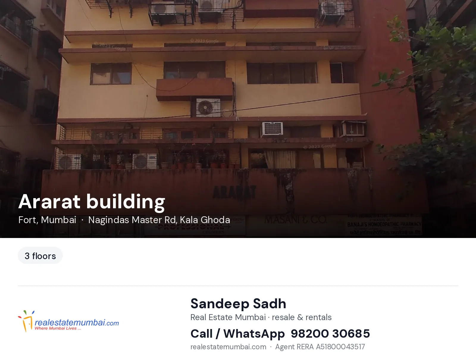 Ararat building, Fort, Mumbai — flats | Real Estate Mumbai, Sandeep Sadh 98200 30685