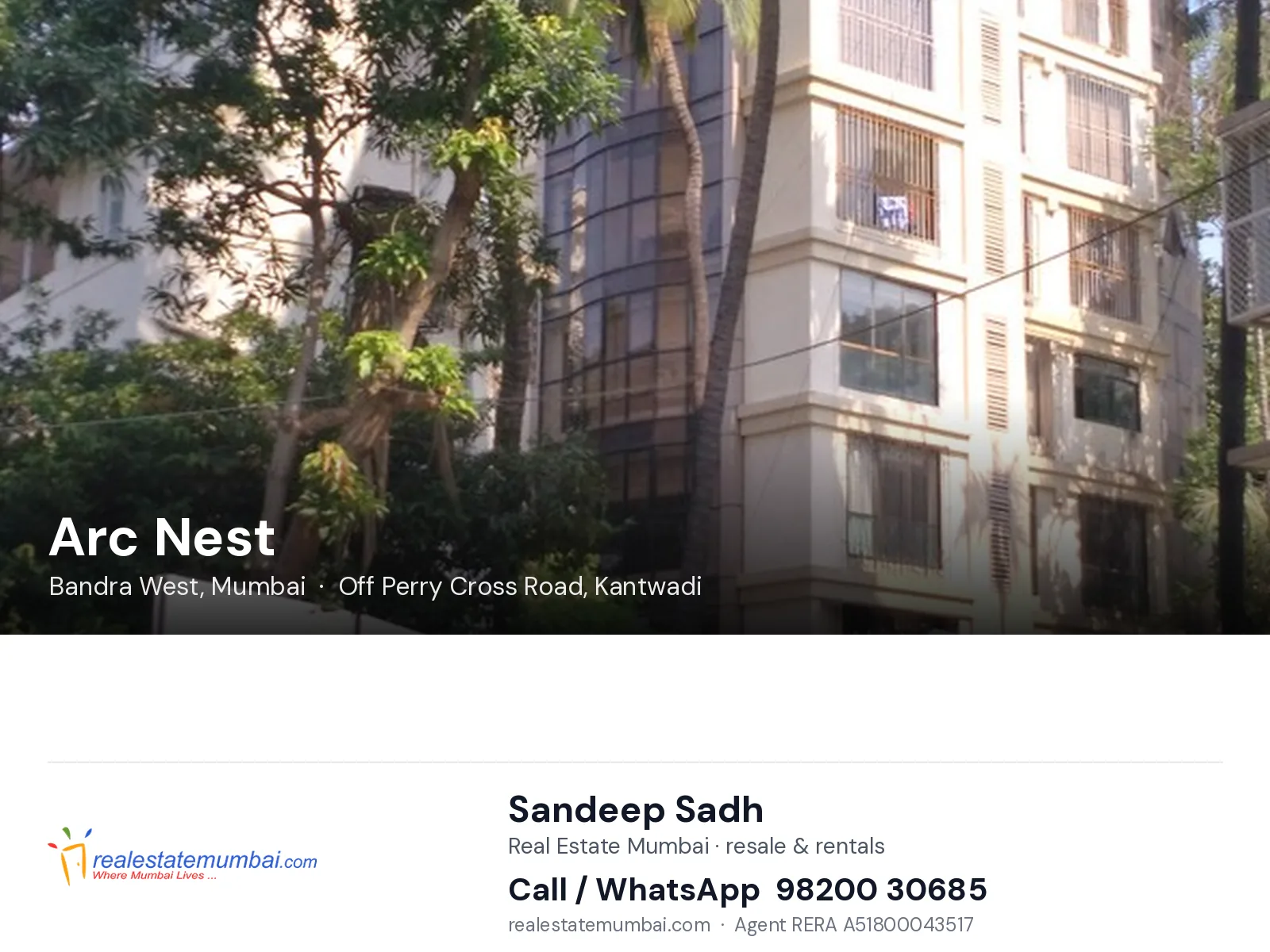Arc Nest, Bandra West, Mumbai — flats | Real Estate Mumbai, Sandeep Sadh 98200 30685