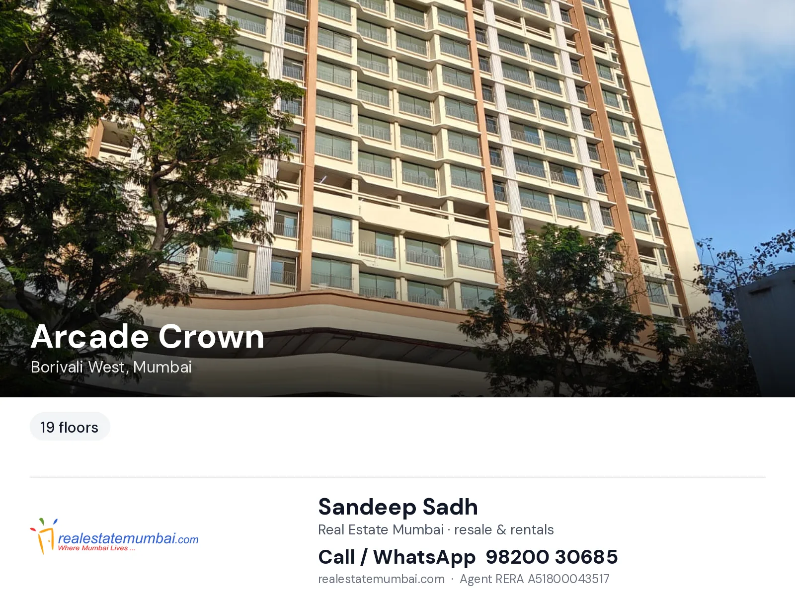 Arcade Crown, Borivali West, Mumbai — flats | Real Estate Mumbai, Sandeep Sadh 98200 30685
