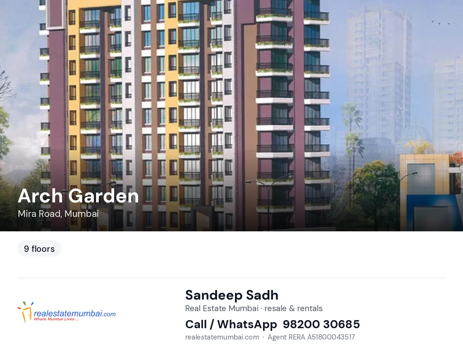 Arch Garden, Mira Road, Mumbai — flats | Real Estate Mumbai, Sandeep Sadh 98200 30685