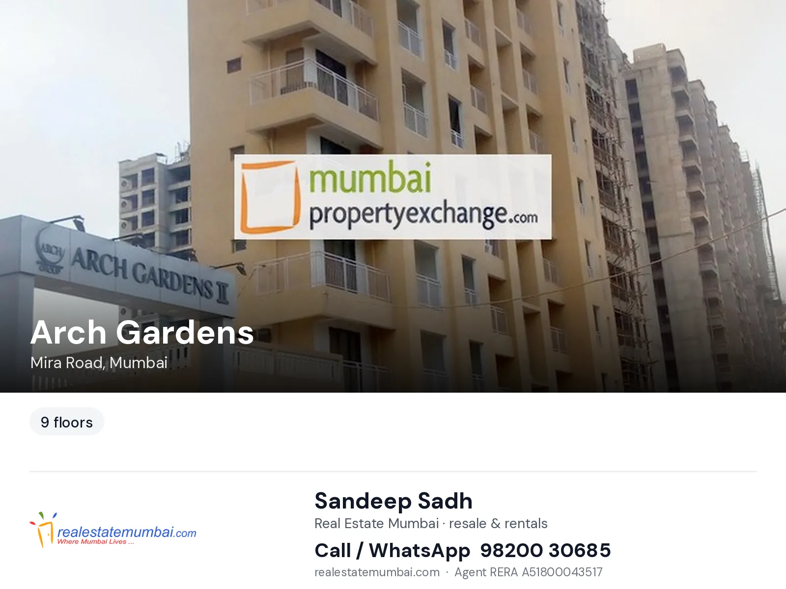 Arch Gardens, Mira Road, Mumbai — flats | Real Estate Mumbai, Sandeep Sadh 98200 30685