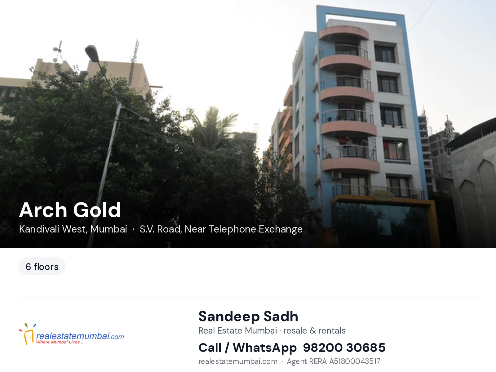 Arch Gold, Kandivali West, Mumbai — flats | Real Estate Mumbai, Sandeep Sadh 98200 30685