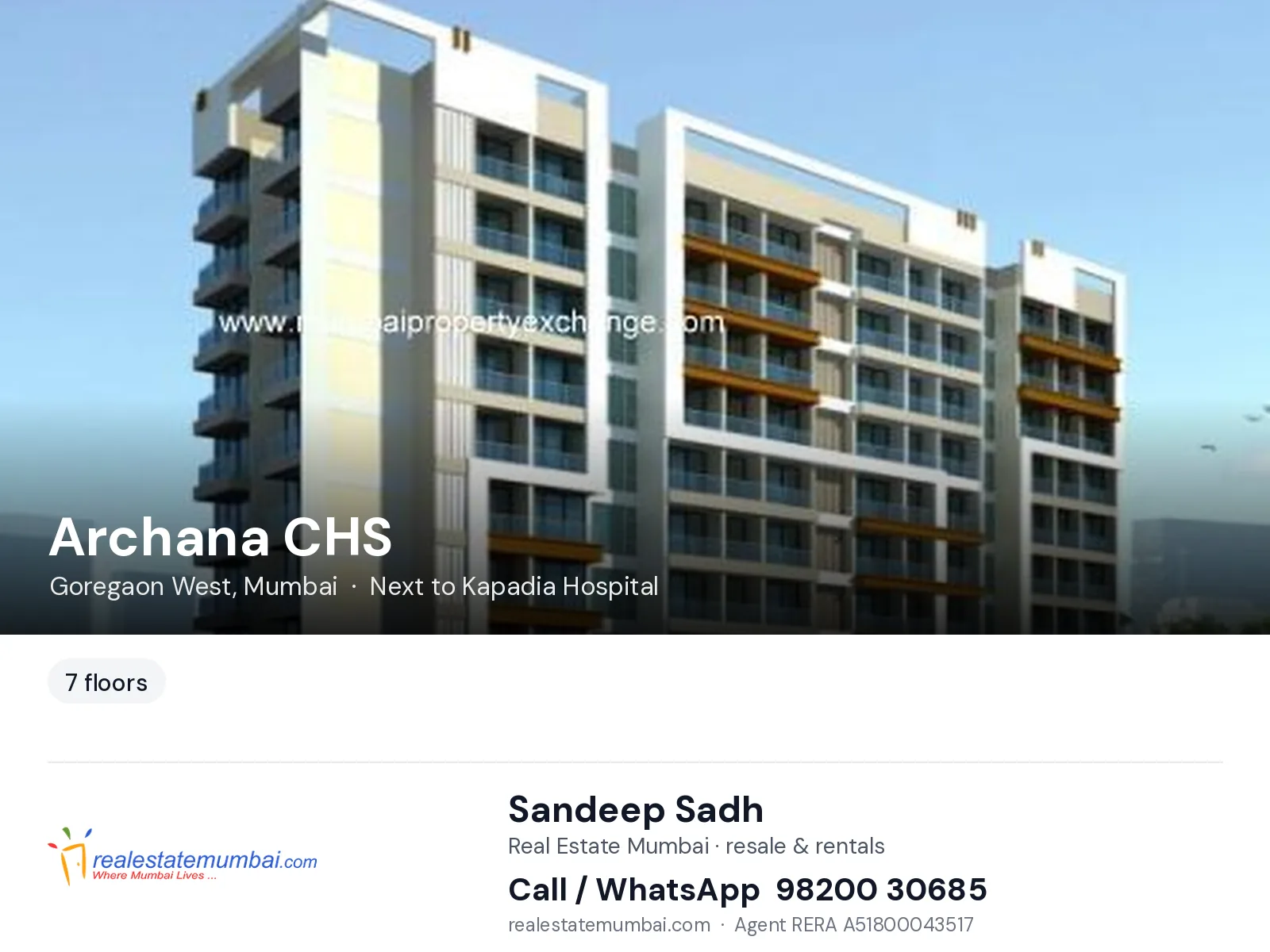 Archana CHS, Goregaon West, Mumbai — flats | Real Estate Mumbai, Sandeep Sadh 98200 30685