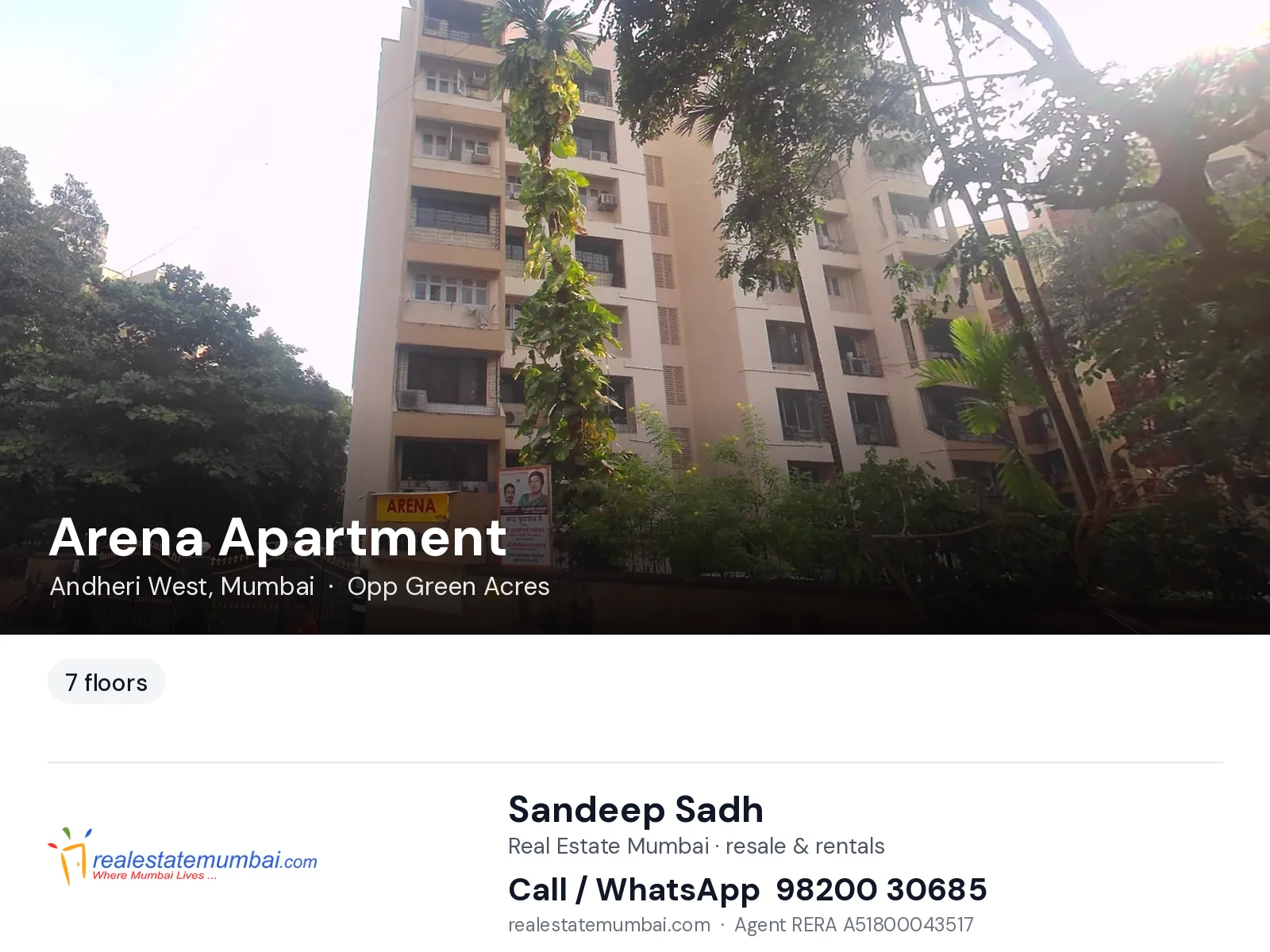 Arena Apartment, Andheri West, Mumbai — flats | Real Estate Mumbai, Sandeep Sadh 98200 30685