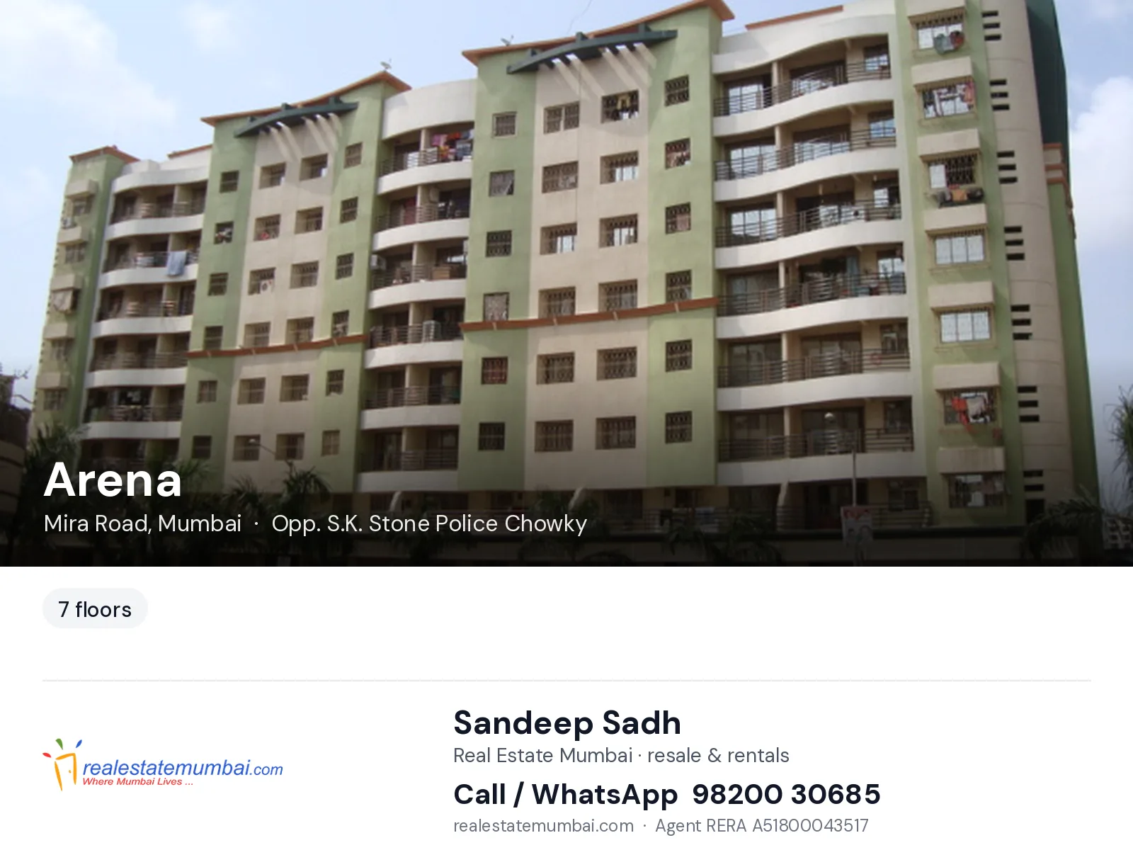 Arena, Mira Road, Mumbai — flats | Real Estate Mumbai, Sandeep Sadh 98200 30685