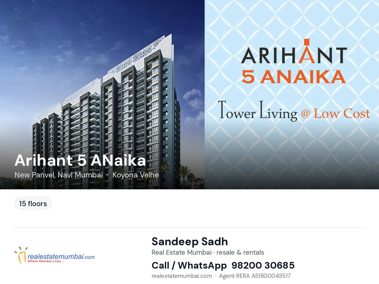 Arihant 5 ANaika, New Panvel, Navi Mumbai — flats | Real Estate Mumbai, Sandeep Sadh 98200 30685