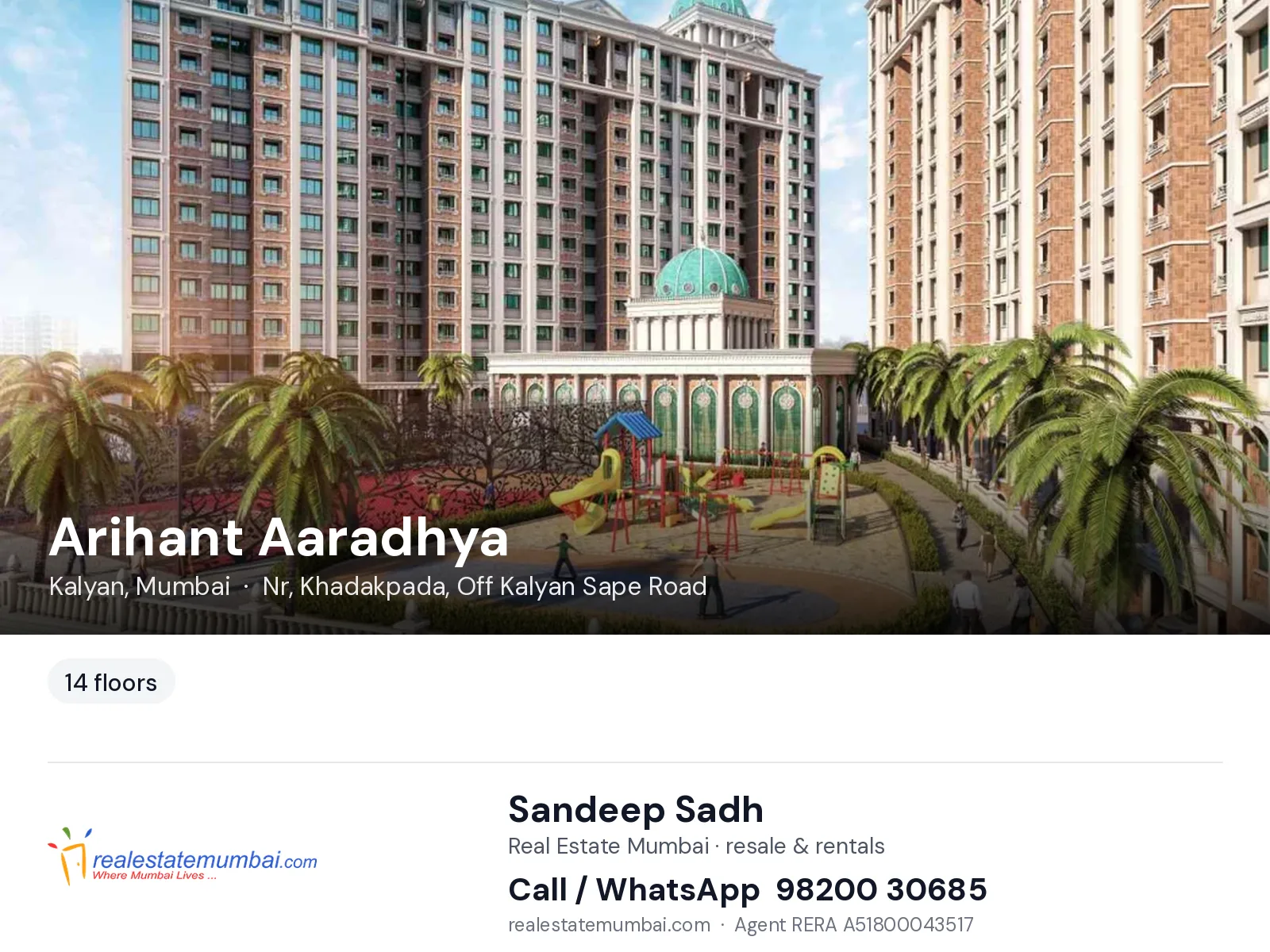 Arihant Aaradhya, Kalyan, Mumbai — flats | Real Estate Mumbai, Sandeep Sadh 98200 30685