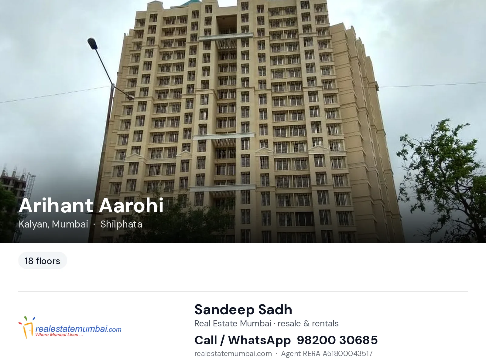 Arihant Aarohi, Kalyan, Mumbai — flats | Real Estate Mumbai, Sandeep Sadh 98200 30685