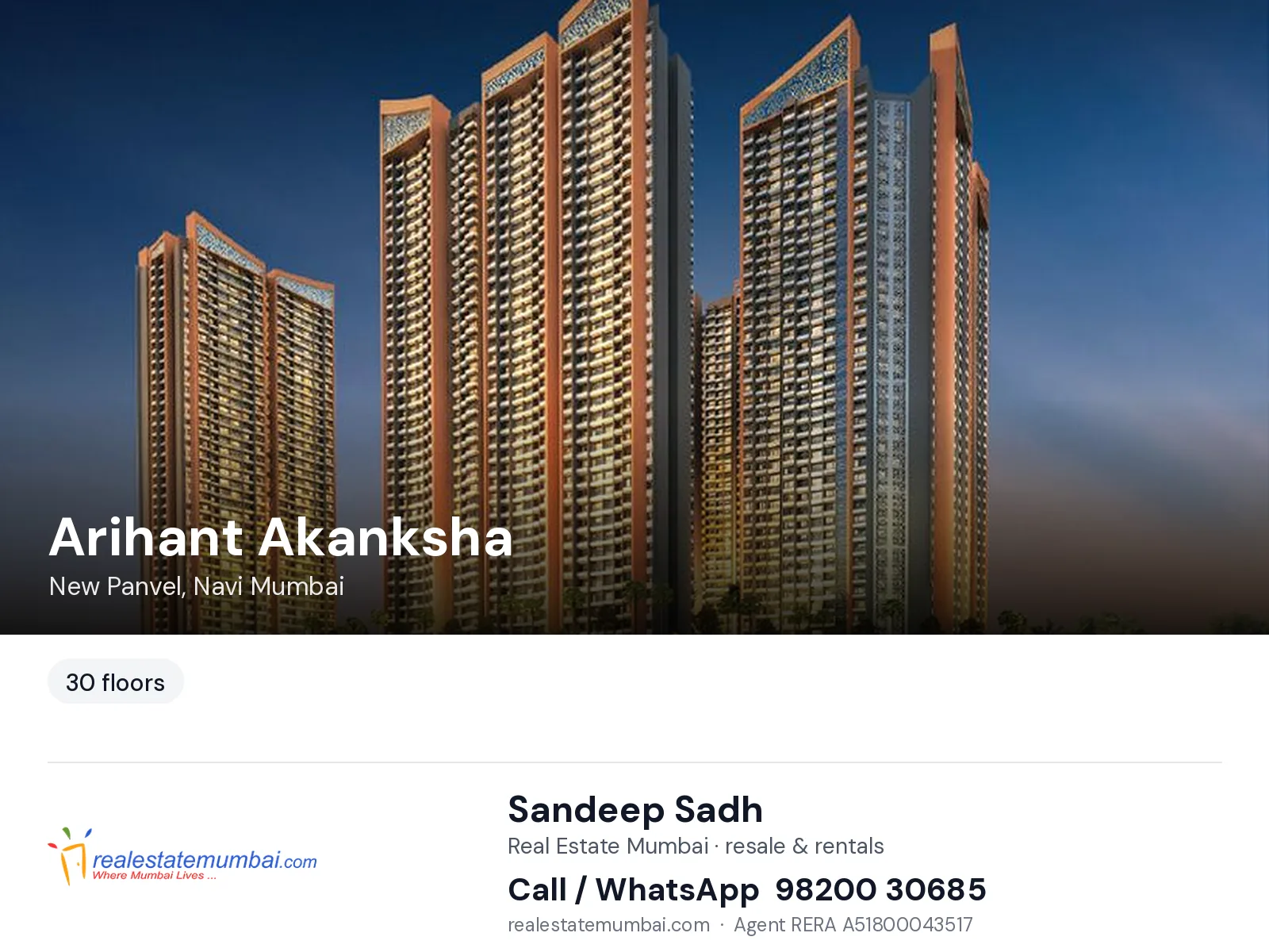 Arihant Akanksha, New Panvel, Navi Mumbai — flats | Real Estate Mumbai, Sandeep Sadh 98200 30685